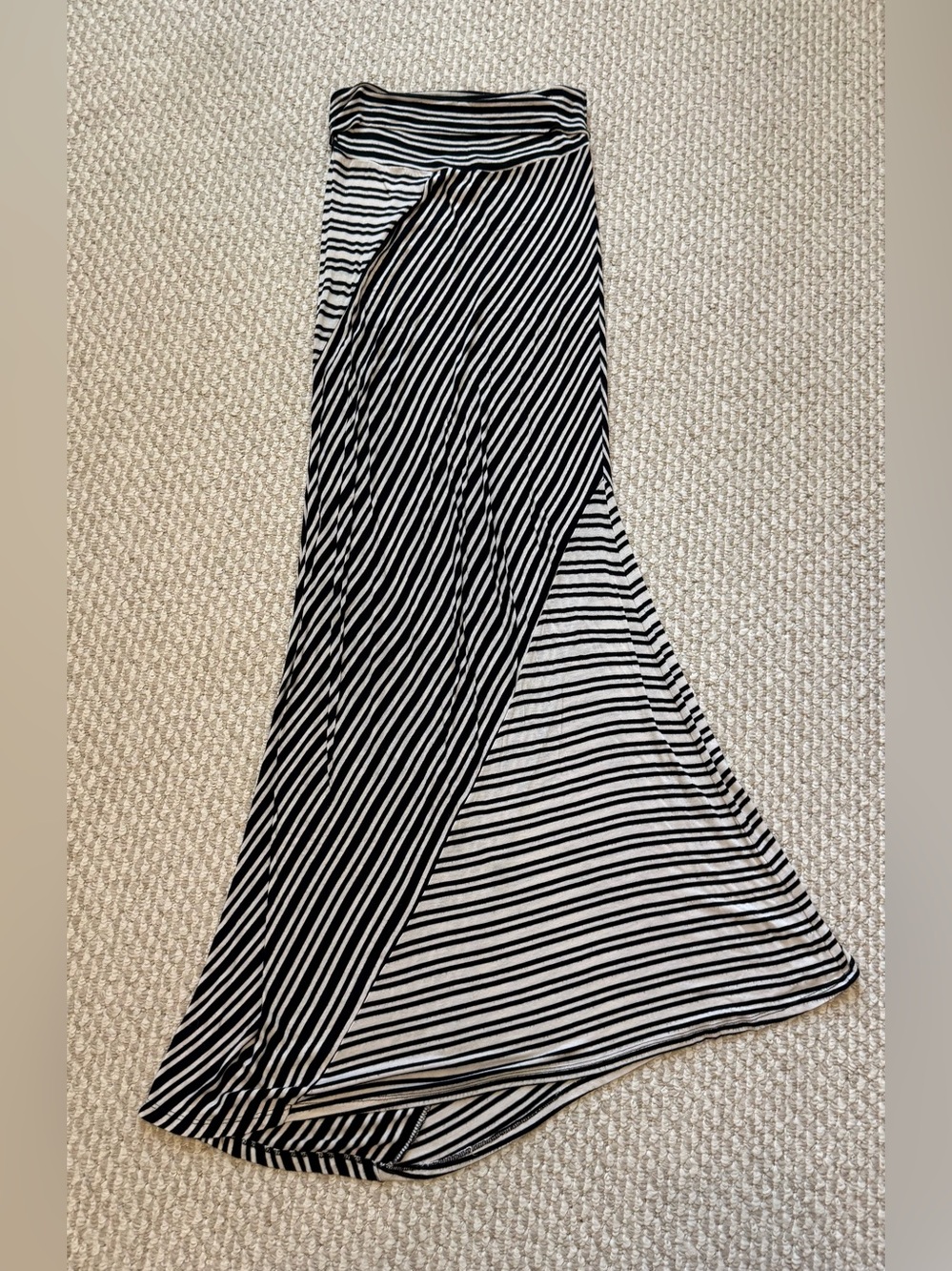 Joe Benbasset Black and White Diagonal Stripe Maxi Skirt